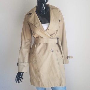 Eddie Bauer Tan Double-Breasted Belted Trench Coat